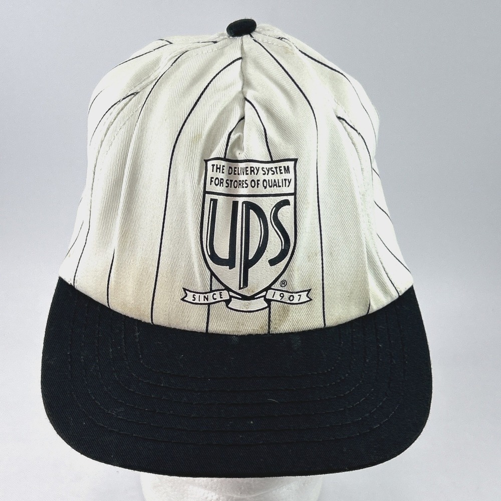 Vintage UPS Hat Cap Snap Back Pinstriped